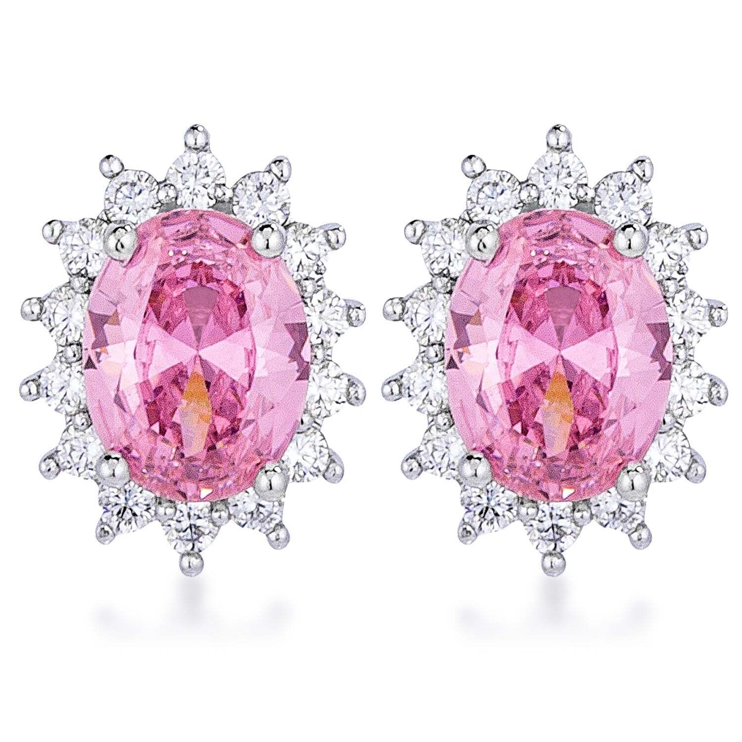Simple Rhodium Plated 9mm Clear Cz Stud Earring 32$